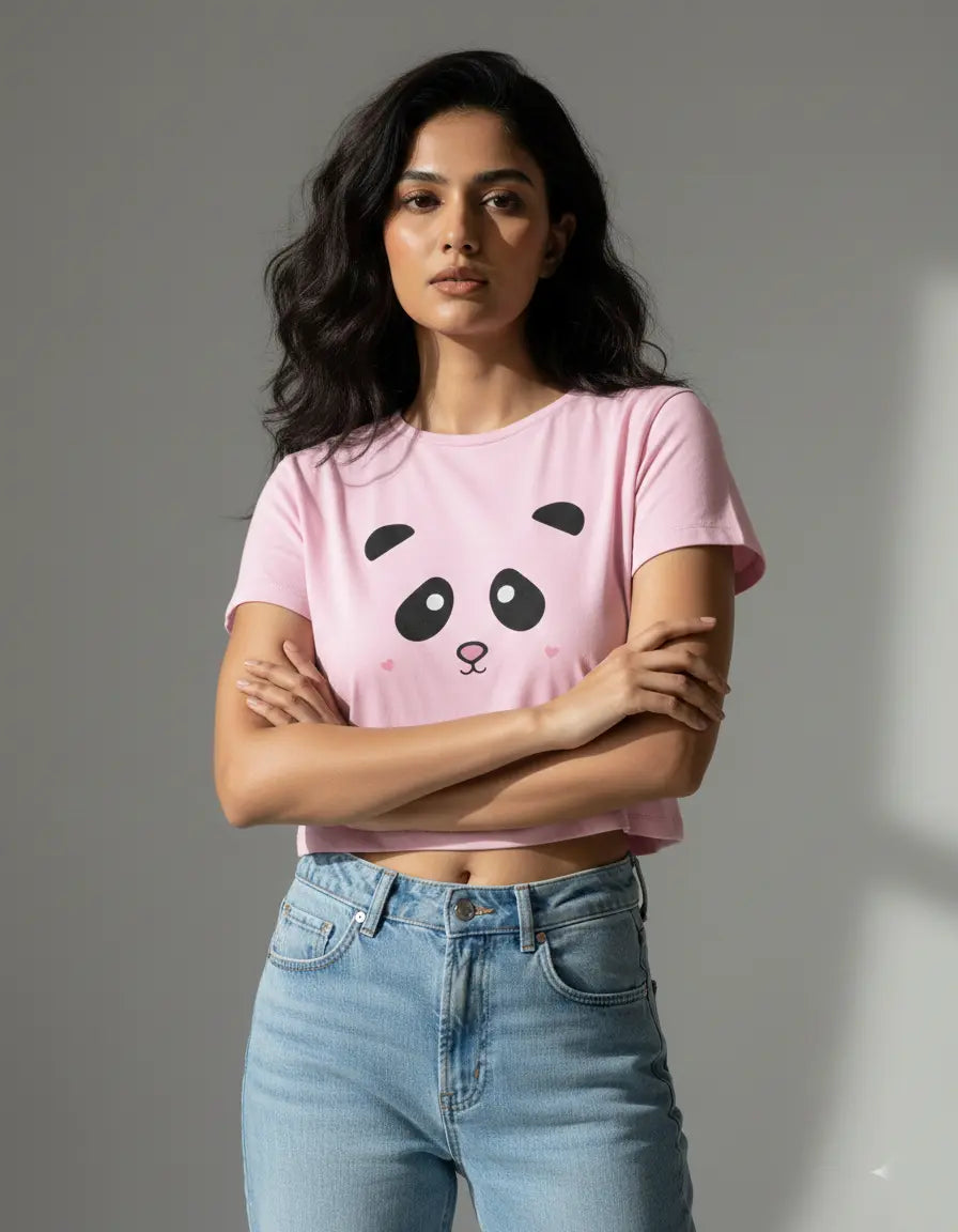 Cute Panda - Women's Cropped T-Shirt