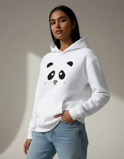 Cute Panda - White Unisex Pullover Hoodie