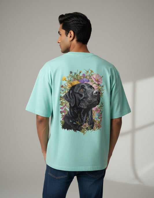 Floral Labrador Unisex Oversized T-Shirt